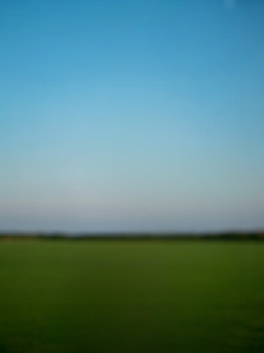 Wide open green field under clear blue sky