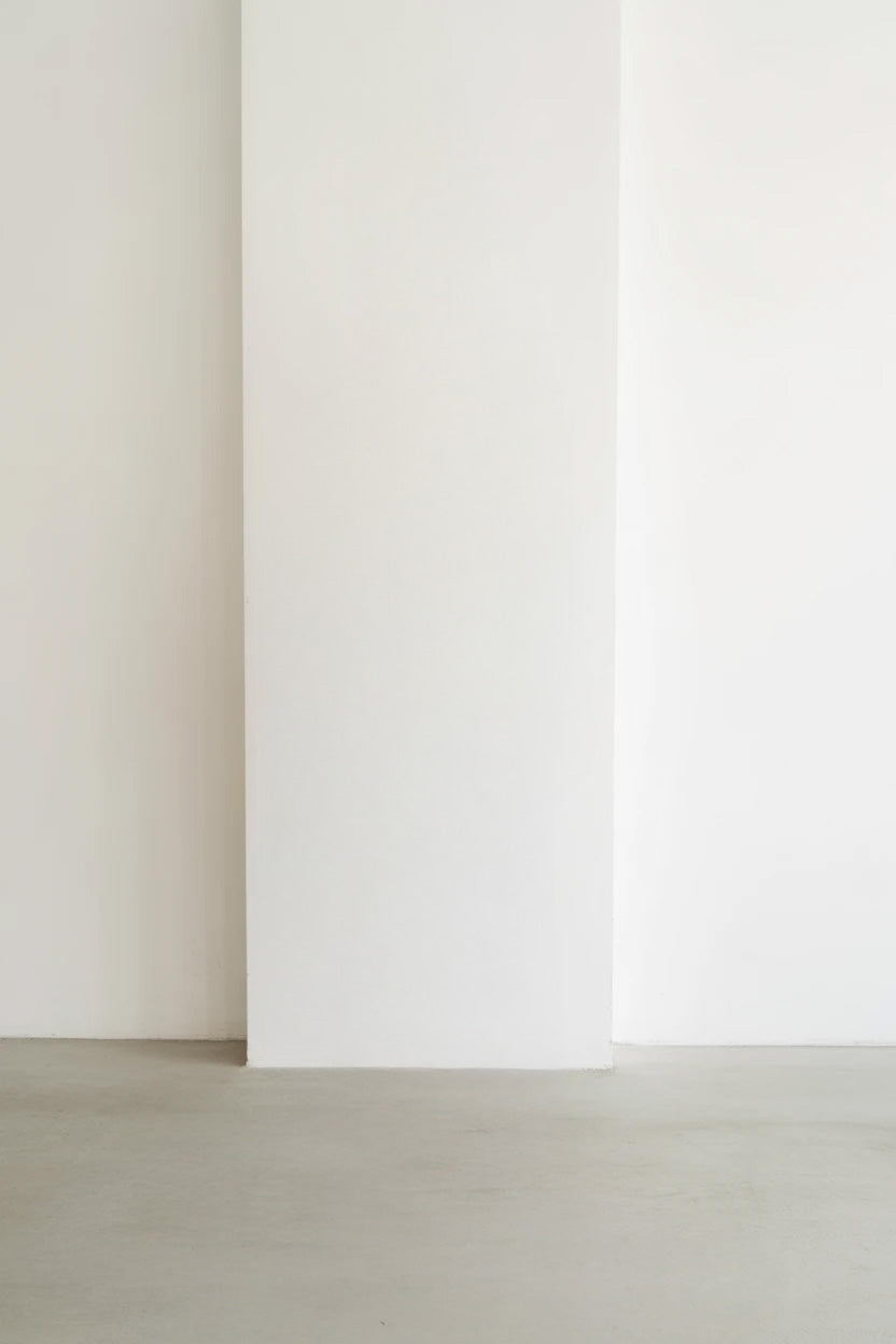 Minimalist white interior wall with smooth concrete floor
