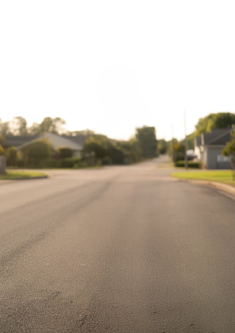Quiet suburban street with houses and soft evening light