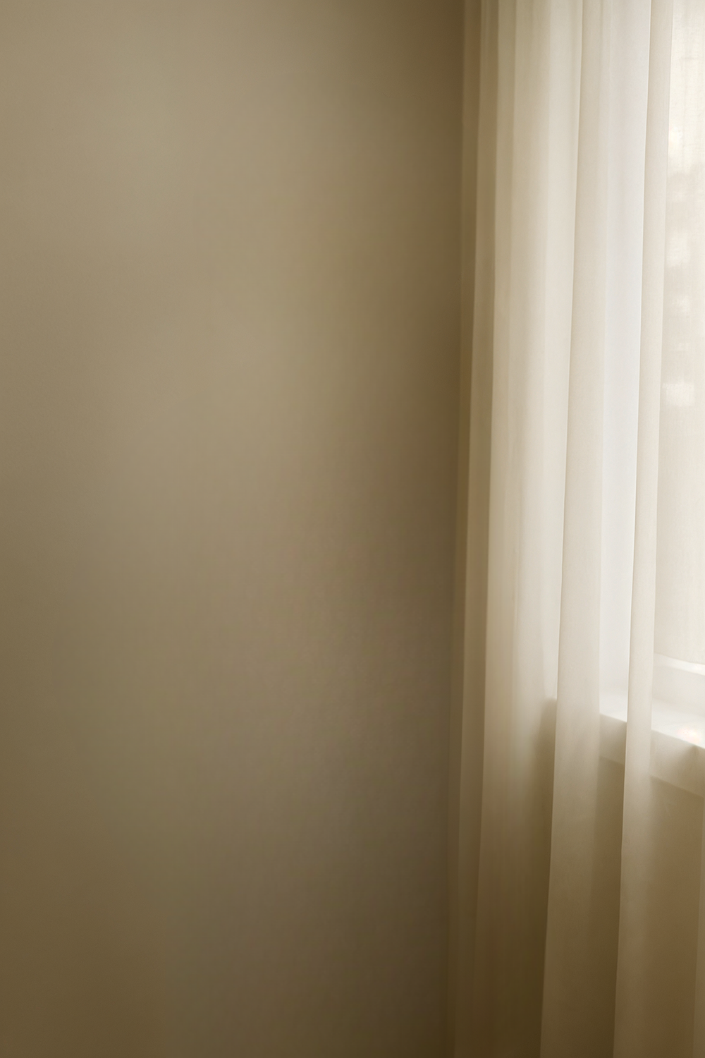 Softly Lit Minimalist Interior with Sheer White Curtains