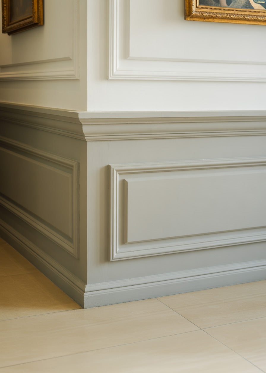 Classic interior wall paneling with elegant painted molding details