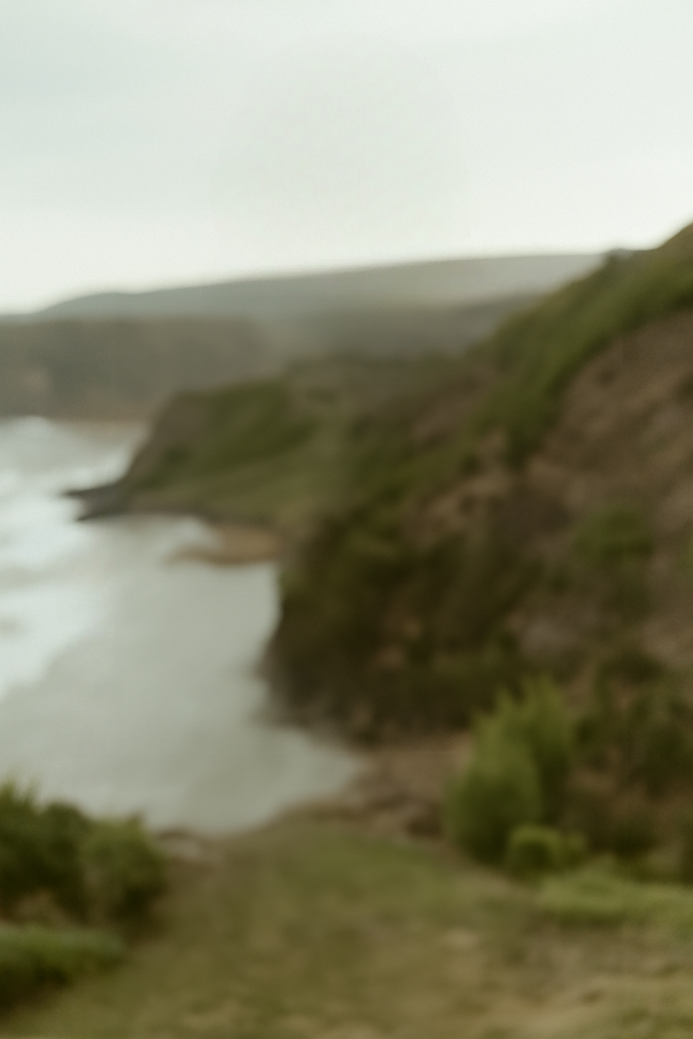Peaceful Coastal Portrait with Cliffside Horizon
