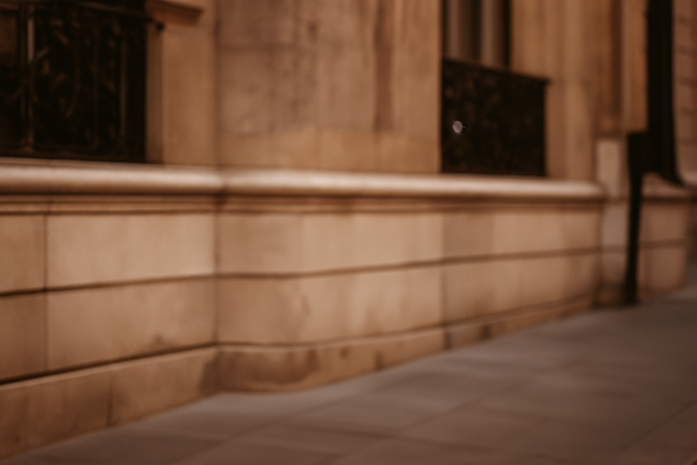 Urban street scene with cozy neutral tones